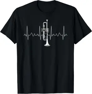 100% Cotton Trumpeter Heartbeat Gift Musical Instrument Trumpet T-Shirt