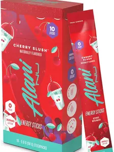 Alani Nu Cherry Slush Energy Sticks | Energy Drink Powder | 200mg Caffeine | Pre Workout Performance with Antioxidants | On-The-Go Drink Mix | Biotin, B Vitamins | Zero Sugar | 5 Calories | 10 Pack