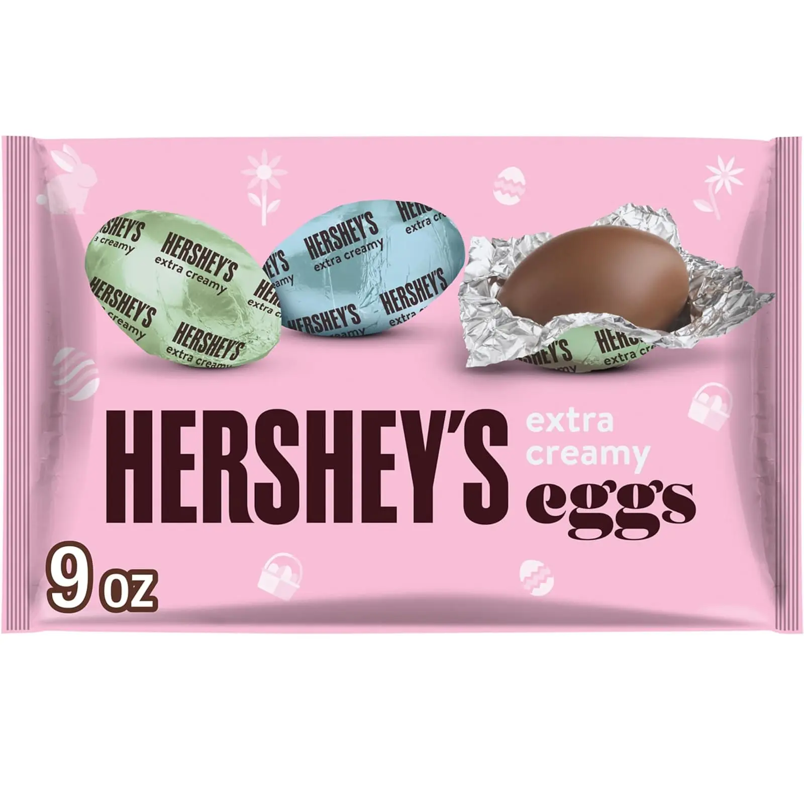 HERSHEY'S Extra Creamy Milk Chocolate Eggs, Easter Candy Bag, 9 oz