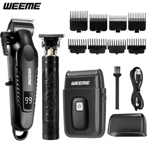 WEEME 3 Piece Electric Hair Clipper and Shaver Set, Professional Alloy Blades, USB Rechargeable with LCD Screen, Perfect Gift for Father's Day and Birthdays