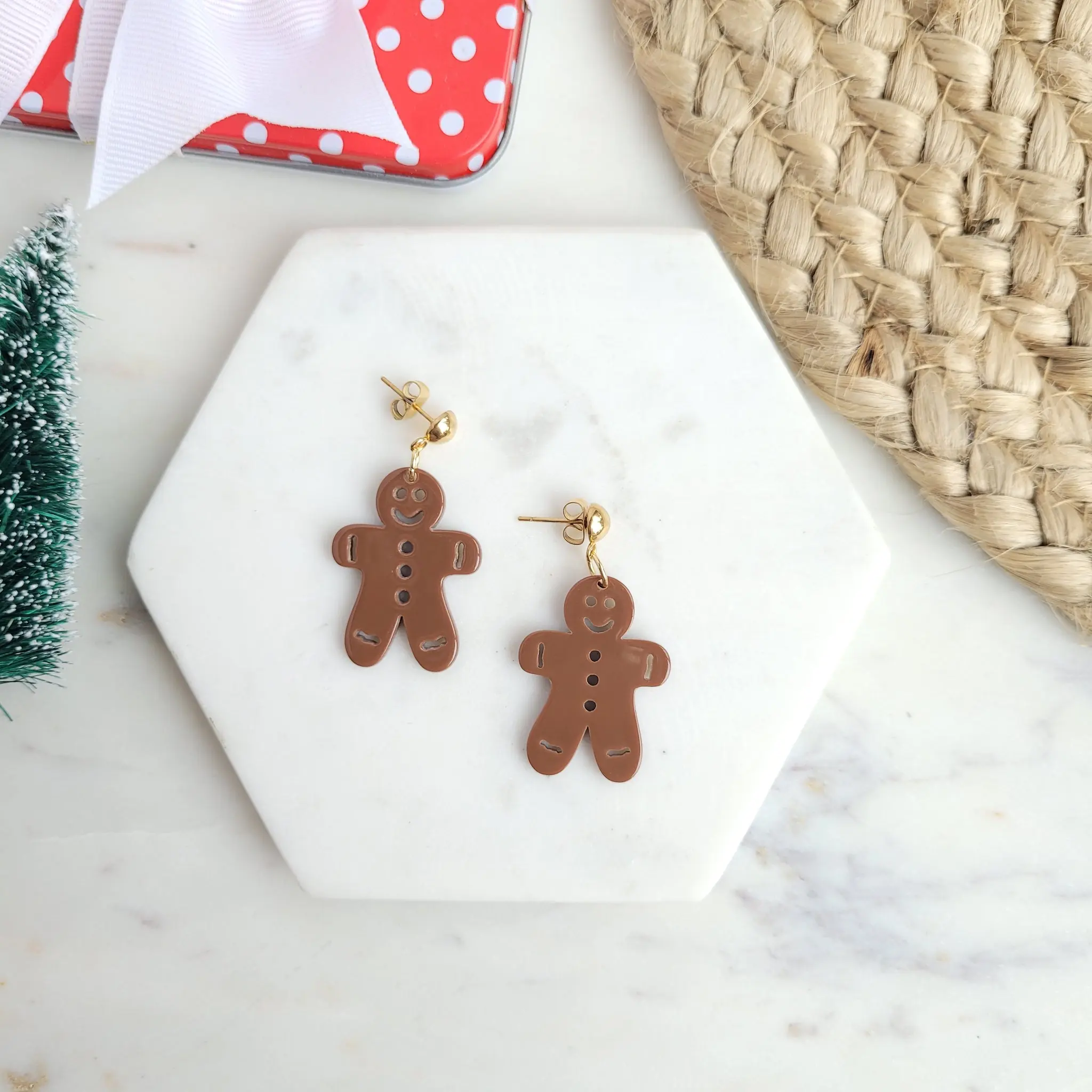 Gingerbread Man Dangle Earrings