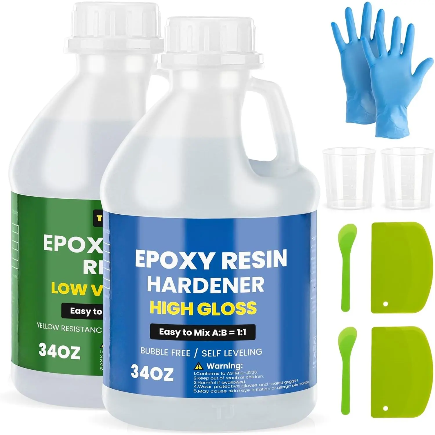 68oz  Clear  Kit,No Bubble & Not Yellowing Epoxy  for Coating, Casting, Table Top,DIY, Bar Top, River Tables,  Art,  with High Gloss Finish