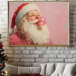 Santa Bubble Blower Frameless Christmas Wall Art, Canvas Decor, Party Poster, Living Room Decoration, Home Wall Art, 1 Piece Set
