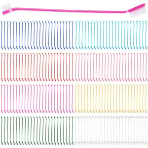 200 Pcs Dog Toothbrush Bulk Dual Headed Dental Brushes Dogs Tooth Brushing Kit Long Handle Pet Tooth Brush for Puppy Large Small Cats and Most Pets Teeth Cleaning Dental Care Supplies, 8 Colors
