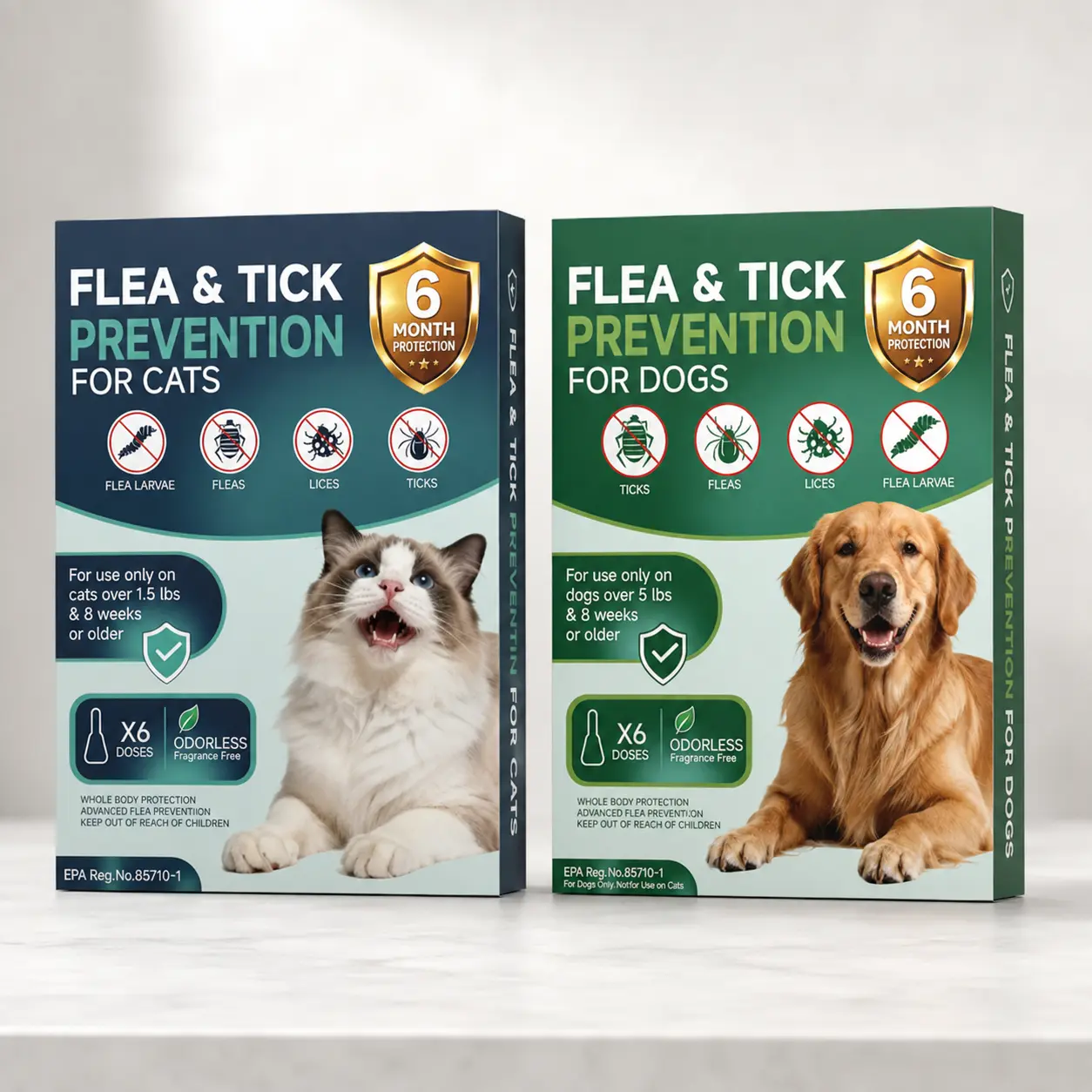 Spot On Pet Daily Topical Skin Care Serum for Cats & Dogs - Calming Soothing Cleansing Solution, 6 Monthly Doses Pet Supplies, 30 Days Practical Flea & Tick Care Pack