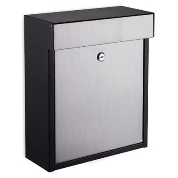 QualArc WF-1515-BST Vista Wall Mounted Locking Mailbox with Stainless Steel, Black