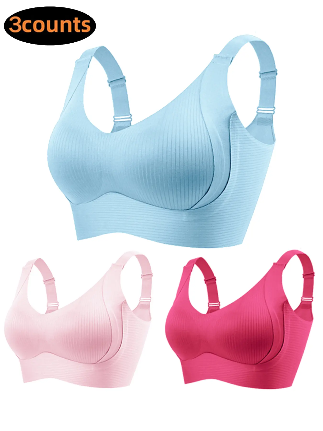 Women's Wireless Non Underwire Balconette Bra Set, Adjustable Unlined Bras, Soft Comfortable Seamless Medium Support, All-Seasons Wear, Daily Use Lingerie, Supportive Wireless Bra