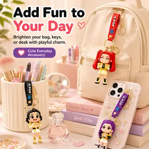 KPop Hunter Girl-Inspired Battery-Powered Heart Pop Fidget Toy Keychain - Cute Cartoon Anime Bag Charm, High-Quality Accessory, Kids' Pretend Chainsaw, Keychains