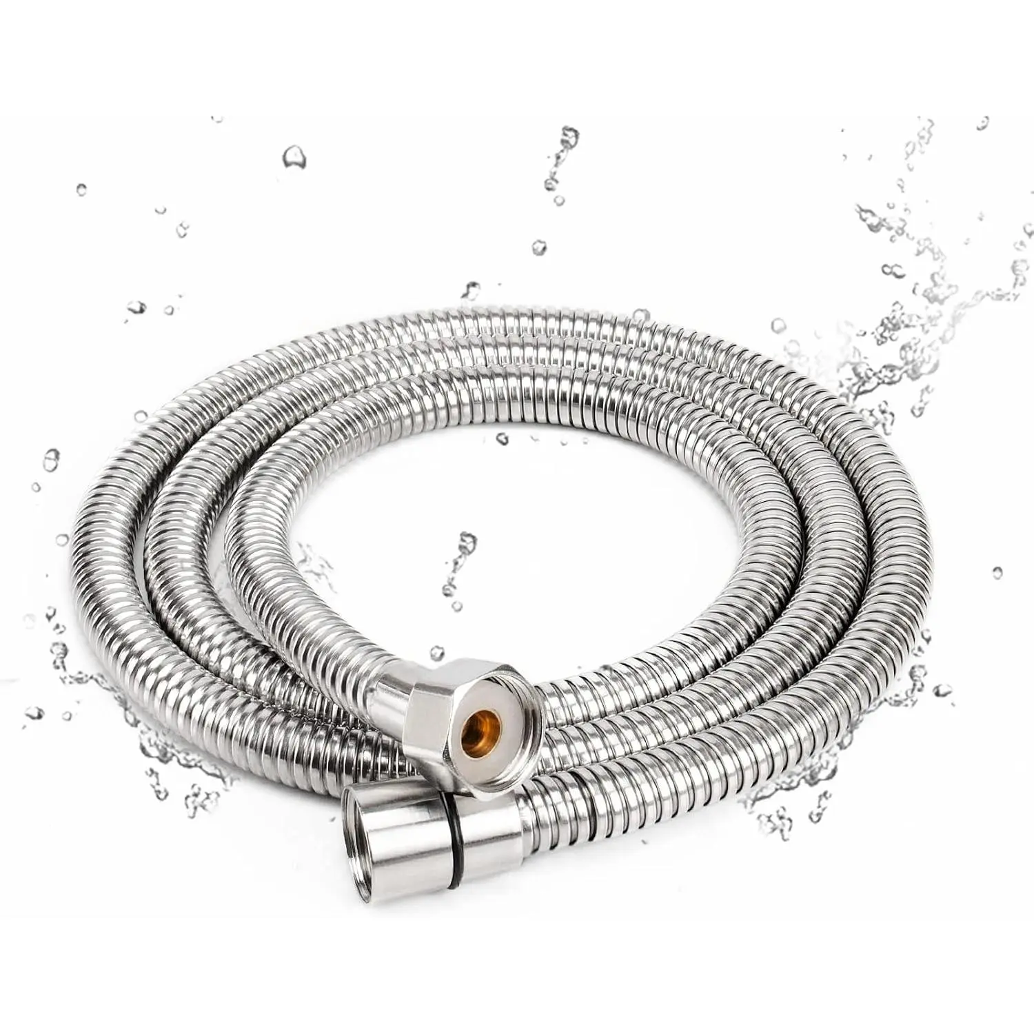 60-Inch Chrome Finish Handheld Shower Attachment, Extra Long 304 Stainless Steel Hand Held Shower Hose with Brass Connectors, Lightweight and Flexible