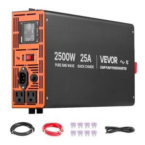 VEVOR 2000W Sump Pump Battery Backup System, LCD Display, Auto Switches to Battery Inverter Power for Sump Pump, Pure Sine Wave, for Basement Protection Emergency Power Outage, Batteries Not Included