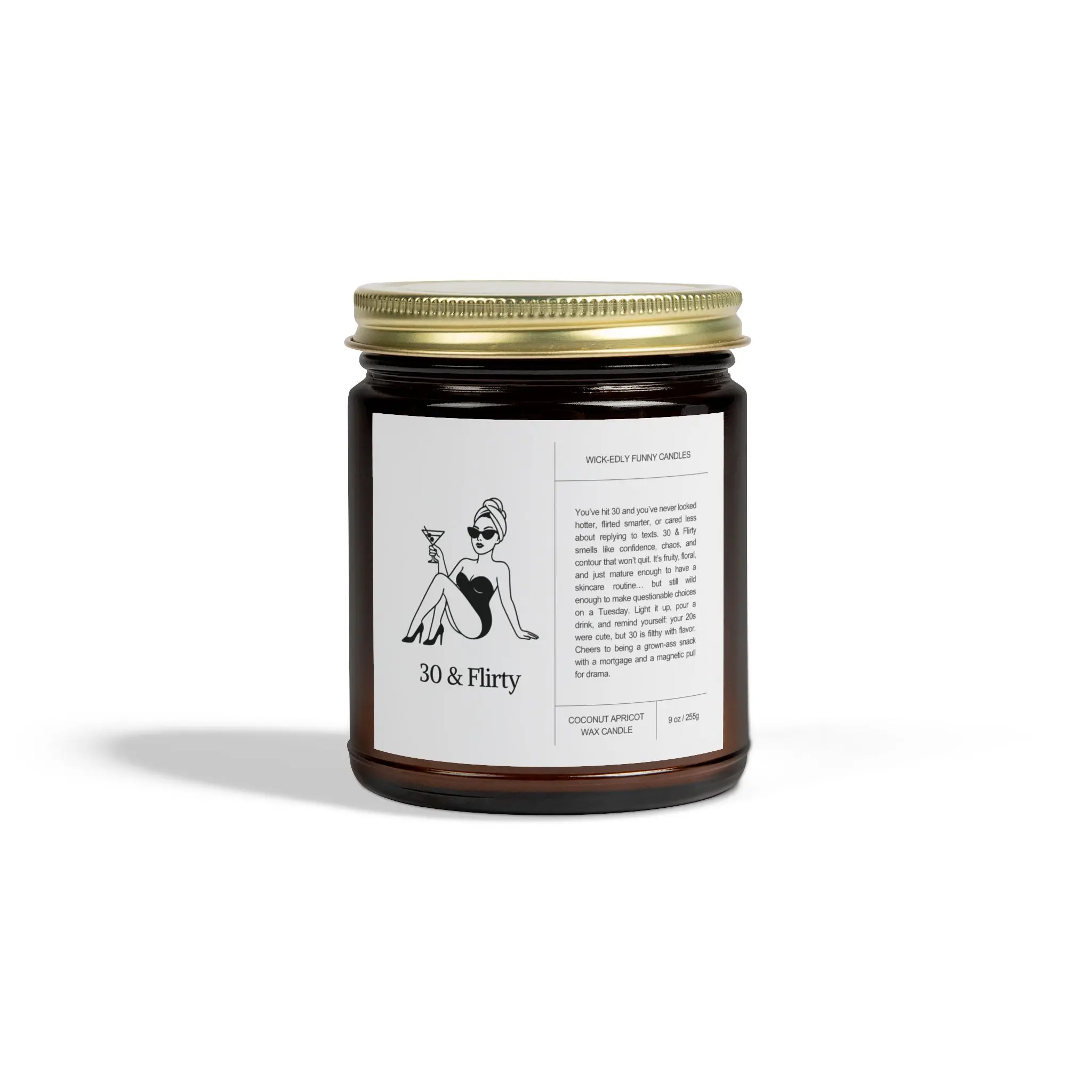 Gag Gift Candle – “30 & Flirty” – Funny Birthday Present – Scented Candle (9oz)