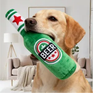 Realistic Beer Bottle Shaped Dog Toy with Squeaky Sound, Durable Interactive Chew Bone, Suitable for Puppies and Adults, All Dog Sizes (multiple Colors)