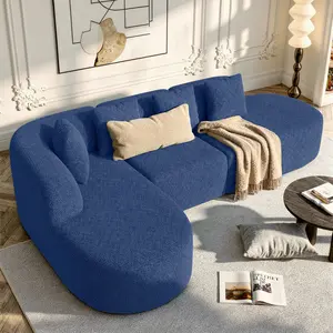 【2 Packages shipping】Modern 114-Inch Armless Sofa with 3 Cushions,  Modular Sectional Sofa with Chaise, L-Shaped Cloud Sectional Sofa, No Assembly Required