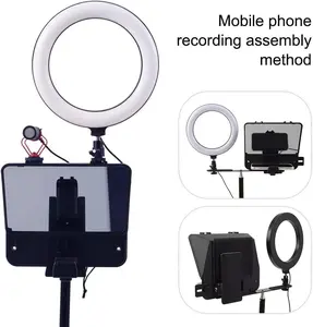 Teleprompter Portable Smartphone DSLR Camera Teleprompter Prompter with Phone Holder Remote Control for Video Recording Live Streaming Interview Stage Presentation Speech Video Making Tools