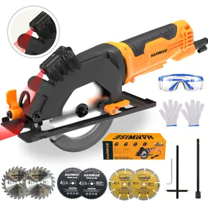 HANWISE 5.8A Circular Saw With 6 Blades (4-3/4 Inches And 4-1/2 Inches), Maximum Cutting Depth Of 1-11/16 Inches, Edge Guide, No Tool Tilt Adjustment, Metal Base, 120V Compact Saw, Suitable For Wood/metal/ceramic Tiles, Valentine's Day Gift