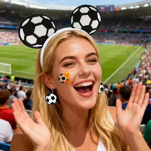 3pcs Soccer Match Day Fan Gear Bundle, Includes Soccer Ball Headband, Dangle Earrings, Tattoos, Perfect for Sports Events