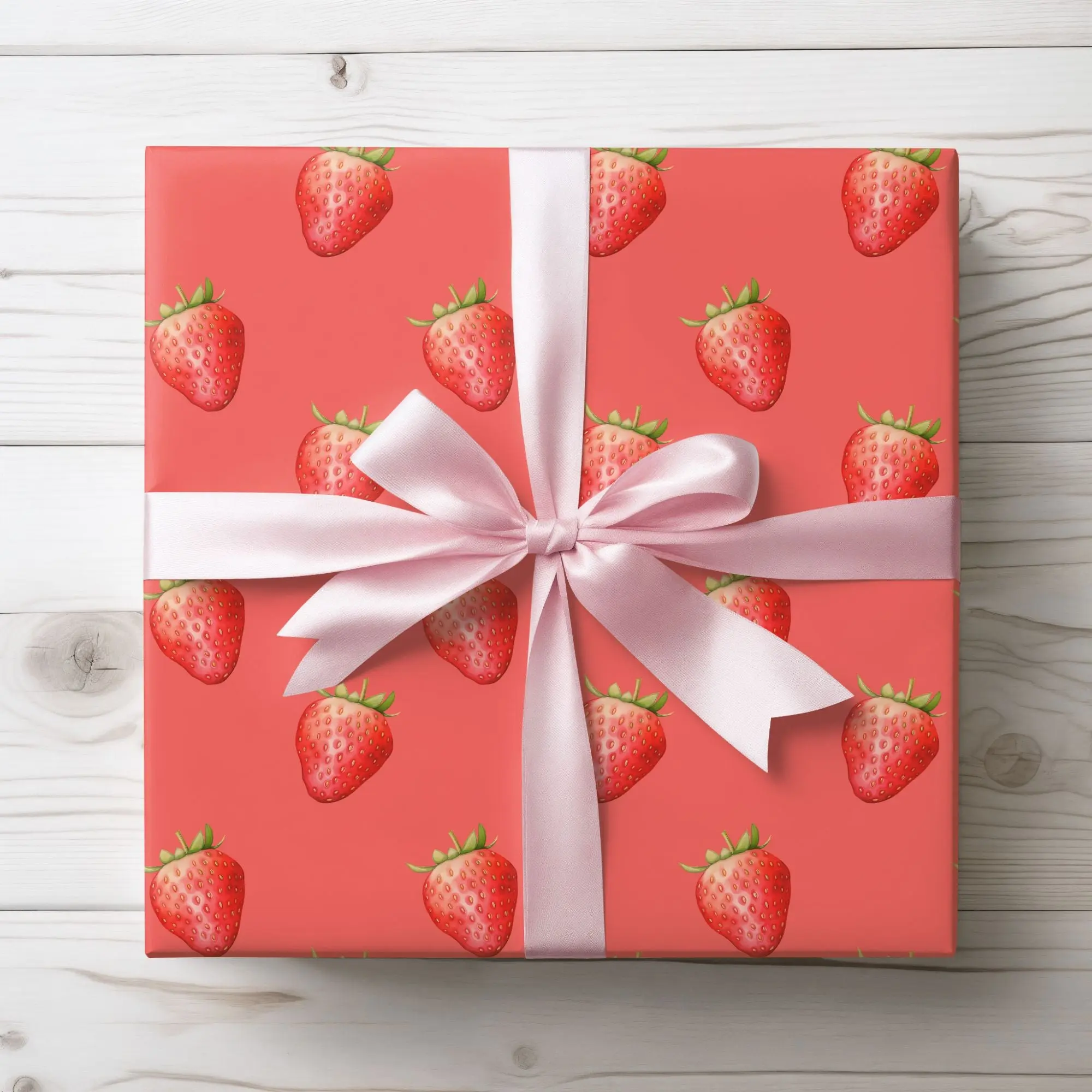 Red Strawberry Wrapping Paper