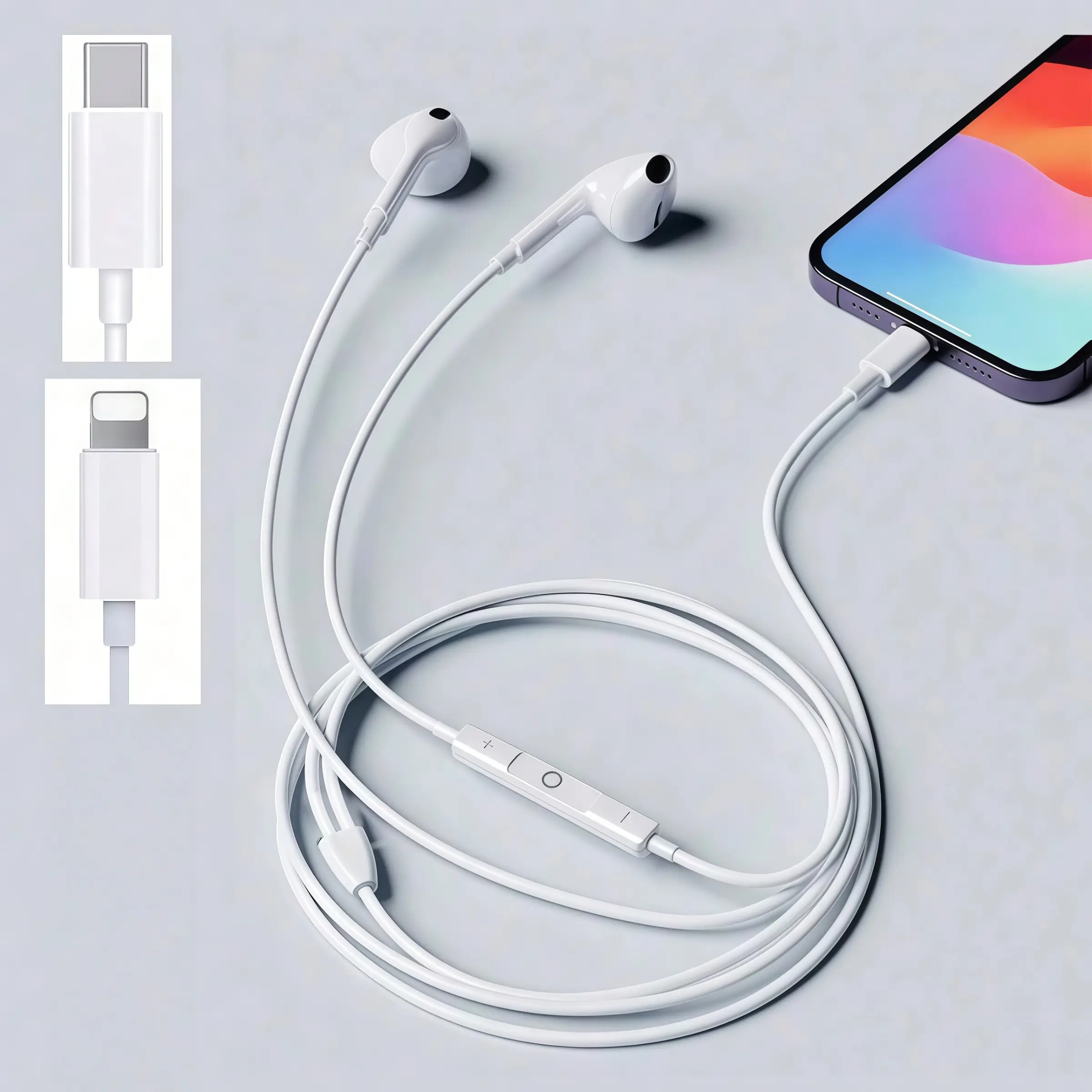 1pc Wired Earbuds, USB-C In-Ear Earplugs, Type-C Electronic Audio Headphones, Lightning High-Fidelity Stereo, Noise-Reducing, with Mic and Call Control, Noise Reduction Earbuds