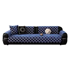 Luxurious Velvet Geometric Diamond Sofa Cover, High-End Full Wrap Sofa Protector, Elegant Home Decor, 1pc Soft and Stylish Couch Sheet