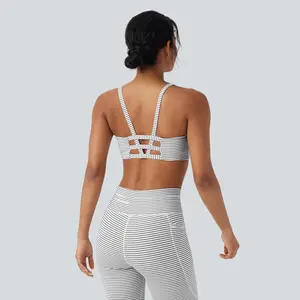 Halara Low Support U Neck Cut Out Stripe Yoga Sports Bra#TikTokShopSpringGlowUp Halara Low Support U Neck Cut Out Stripe Yoga Sports Bra#TikTokShopSpringGlowUp