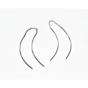 Curved Threader Sterling Silver Earrings