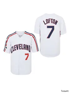 Men’s Cleveland #7 Lofton Retro Baseball Jersey Hip Hop Shirts Embroidery  Sports Top
