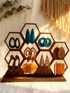 Wooden Earrings Set, Multi-color Hollow Water Drop & Geometric & Round Wooden Earrings, Retro Minimalist Style Earrings, Boho Style Jewelry, High Quality Earrings