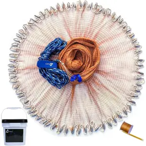 Saltwater Fishing Cast Net for Bait Trap with Heavy Sinkers Fish Throw Net. Size 3ft/4ft/5ft/6ft/7ft/8ft/9ft/10ft Radius Freshwater Nets