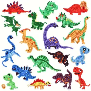 Dinosaur Era Diamond Painting Kit 18 Pieces, 5D Relief Embroidery Supplies, Diamond Art Tools, Jurassic Theme DIY Craft for Relaxation and Home Decor