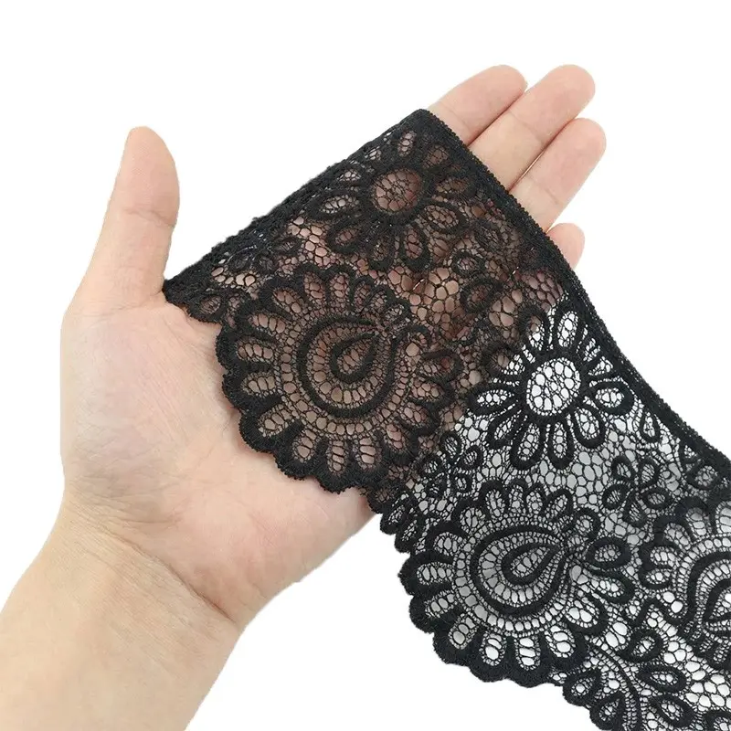 Elastic Lace Trim 3m Roll, 9cm Wide, Lace Detail, Ideal for Crafts and Decor, Sewing Accessories, Perfect for DIY Projects, Tablecloths, Curtains