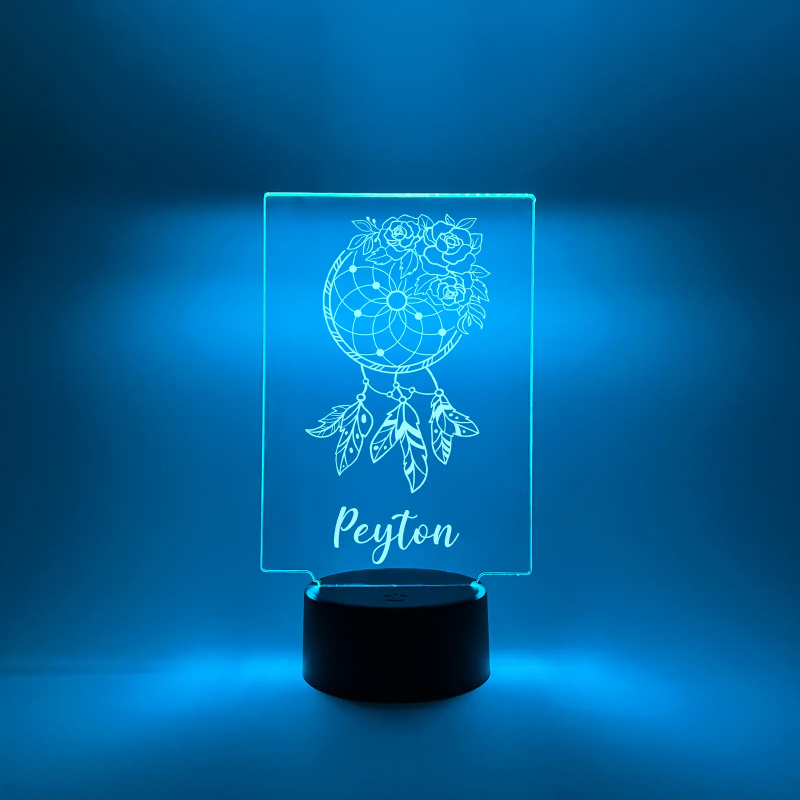 Personalized LED Light Up Wood Display Stand for Women – Custom Floral Design Gift for Mom, Ladies, Room Décor, Birthday, Mother's Day, Desk or Shelf Accent