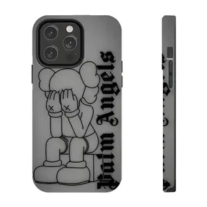 Kaws Seated Angel Theme Pop Art Urban Fashion Streetwear Character Trendy Tough Phone Case. Edgy Aesthetic Heavy Duty Shockproof Protection Cover for iPhone 17 Pro Max 16 Air 15 14 13 12 11.