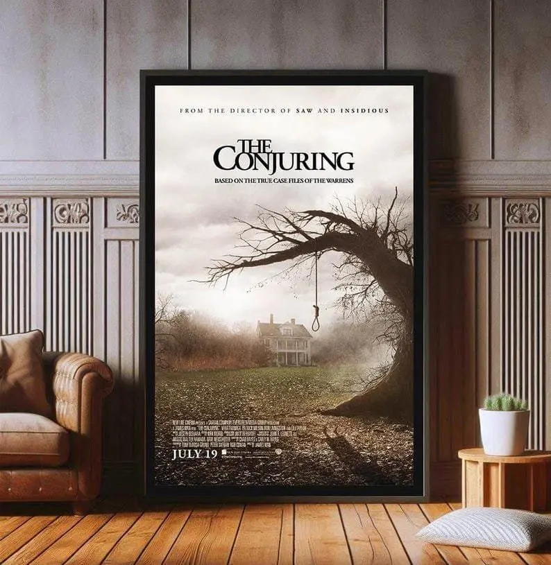 The Conjuring Movie Poster Print - 12x18in Photo, Fade-Resistant Luster Paper, 400-Year Black-and-White Cartoon, High-Resolution Eco-Friendly Premium Art Graphic, Home Wall Decor for Classroom Kid Room