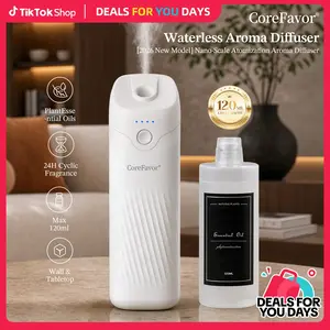 CoreFavor M60 Waterless Essential Oil Diffuser,  Battery Powered Portable Cold Air Aroma Machine, 4 Adjustable Fragrance Intensity Levels, Quiet Scent Diffuser for Bathroom, Bedroom, Office and Car