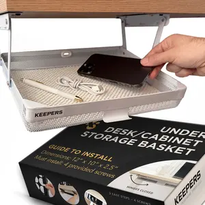 Everything Keeper - Organizer for Home, Kitchen, Bathroom, RV, Small Spaces - Storage Organizers - Compact Metal Basket - Under Cabinet Holder - Easy Install - Holds Strong