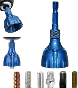 Deburring External Chamfer Tool with Tungsten Carbide Blade, Bolt Thread Repair & Burr Removal Tool for Metal PVC Wood, 1/4" Hex Shank Drill Bit, Fits 1/8"-3/4" (3-20mm), Quick Release, Heavy Duty Drill Accessory Set
