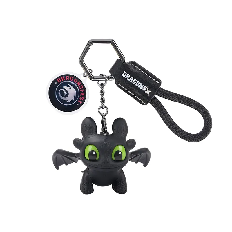 MINISO How to Train Your Dragon Toothless Keychain with Moving Wings,Cute Night Fury Figure Backpack Charm,3D Anime Dragon Keychain Accessory for Kids,Fans & Cosplay Gifts,Holiday Gift Birthday Gift
