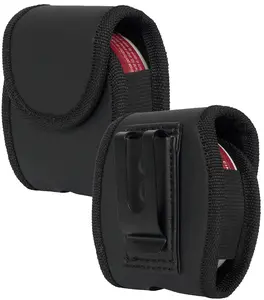 Universal Dip Can Snuff Pouch Holder, NCP Black Vegan Leather Case [with Belt Loop Harness, Metal Clip, Magnetic Closure] Compatible with ZYN, Copenhagen, Skoal, Kodiak, etc