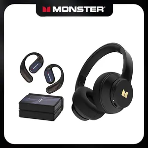 Monster Bluetooth Headphones Combo Set – Mission 100 Over-Ear Wireless Headphones with Deep Bass, Clear Sound & Noise Cancelling Mic + Monster Wireless Earbuds 100H Playtime, Bluetooth 6.0, IPX5 Waterproof, Foldable, Ideal for Travel, Work & Sports