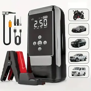 Car Battery Booster Pump with Air Compressor & Digital Tire Inflator, 5000a Car Jump Starter (for 10L Gasoline or 8L Diesel), 12V LCD Display