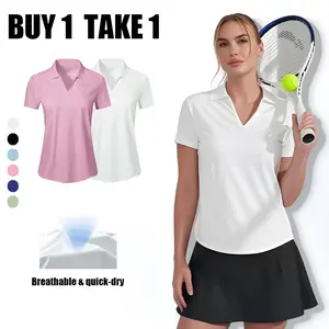 Buy 1 Get 1 Free Women’s Sporty Polo Top – Breathable V-Neck Activewear, Lightweight & Easy-to-Wear for Gym or Casual Summer Style