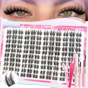 Manga double Spiked lash clusters kit Featuring Natural Eyelash Extension Manga feeling/wetlook/Spikes/Fairy shape eyelashes Perfect D Curl Are Naturally Thick Reusable false eyelashes Suitable for gifting and personal use