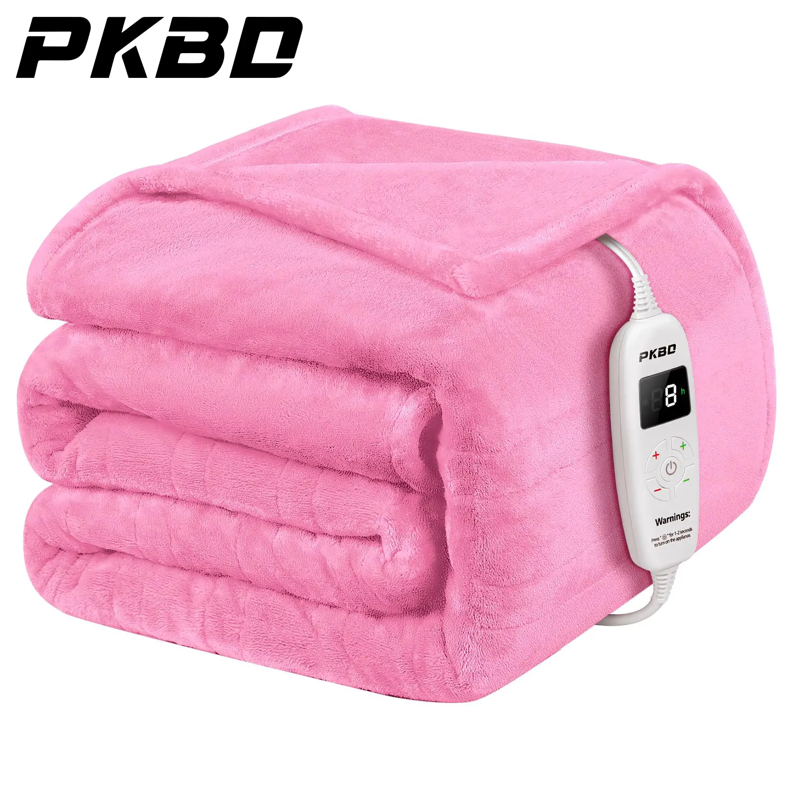 PKBD Heated Electric Blanket Throw 50"x60", 10 Heating Levels, 8h Auto-Off, Overheat Protection, Machine Washable, Two-Sided Flannel, ETL Certified,Au