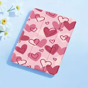 Heart Pattern TPU Soft Case for iPad 10.2 Inch, Compatible with iPad 5/6/7/8/9/10th Gen & iPad Mini 4/5 - Full Coverage Shockproof, Foldable Design, Sleep/Wake Function - Perfect Gift for Loved Ones For Samsung A7 LITE/S6LITE 10.4/S7/S8/S9/S9FE/S10/S7+/S8