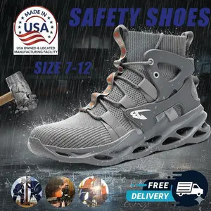 Waterproof Black High-top Safety Boots: Anti-Smash & Anti-Piercing Steel-Capped Work Shoes for Boys
