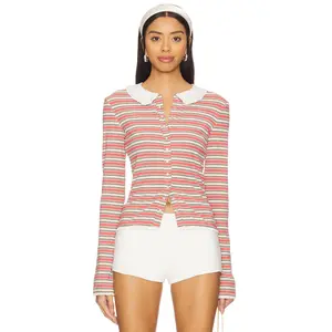 Fait Par Foutch Edith Cardigan in Scarlet Stripe