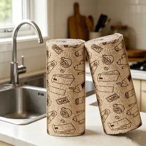 2 Rolls (40 Sheets) Thick Non-Stick Absorbent Wet/dry Towels, Cleaner Wipes, Hand Tearable Kitchen Cleaning Cloths, 25cm X 25cm Dishwashing Rags