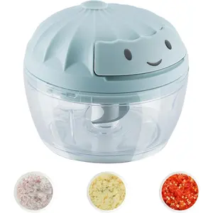 Garlic  Mini Manual Hand   for Kitchen Onion Dicer  Garlic Mincer Blue 160ml