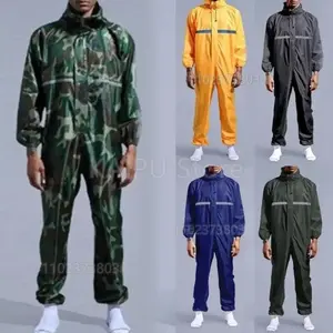 Work Raincoat Unisex One piece Coveralls Uniform Waterproof Poncho Hooded Raincoat Jumpsuit Thicken Rainwear cycling jersey set