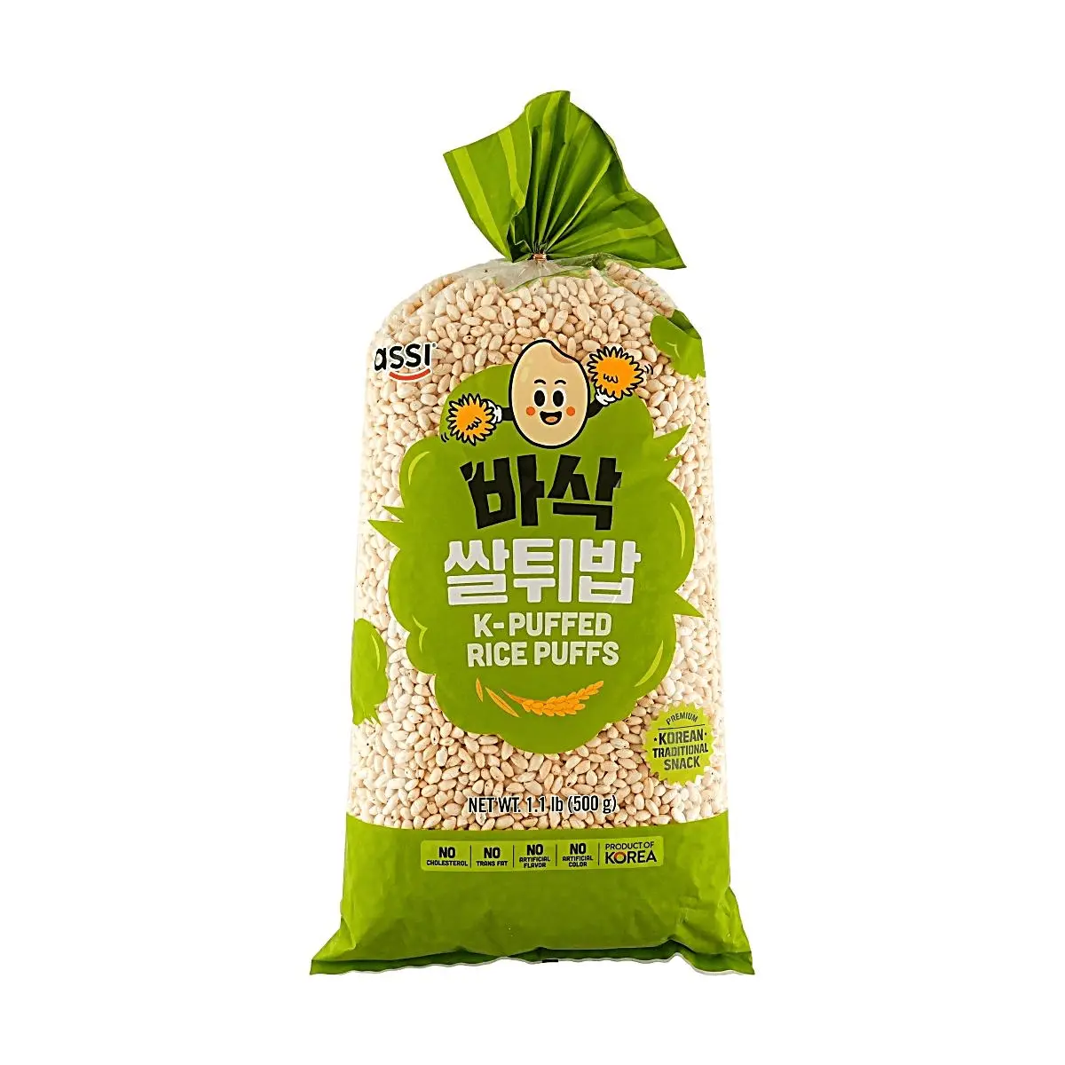 ASSI BRAND Korean Rice Puffs 500g - Classic Korean Flavor, No Artificial Additives, Healthy Snack for Kids & Adults